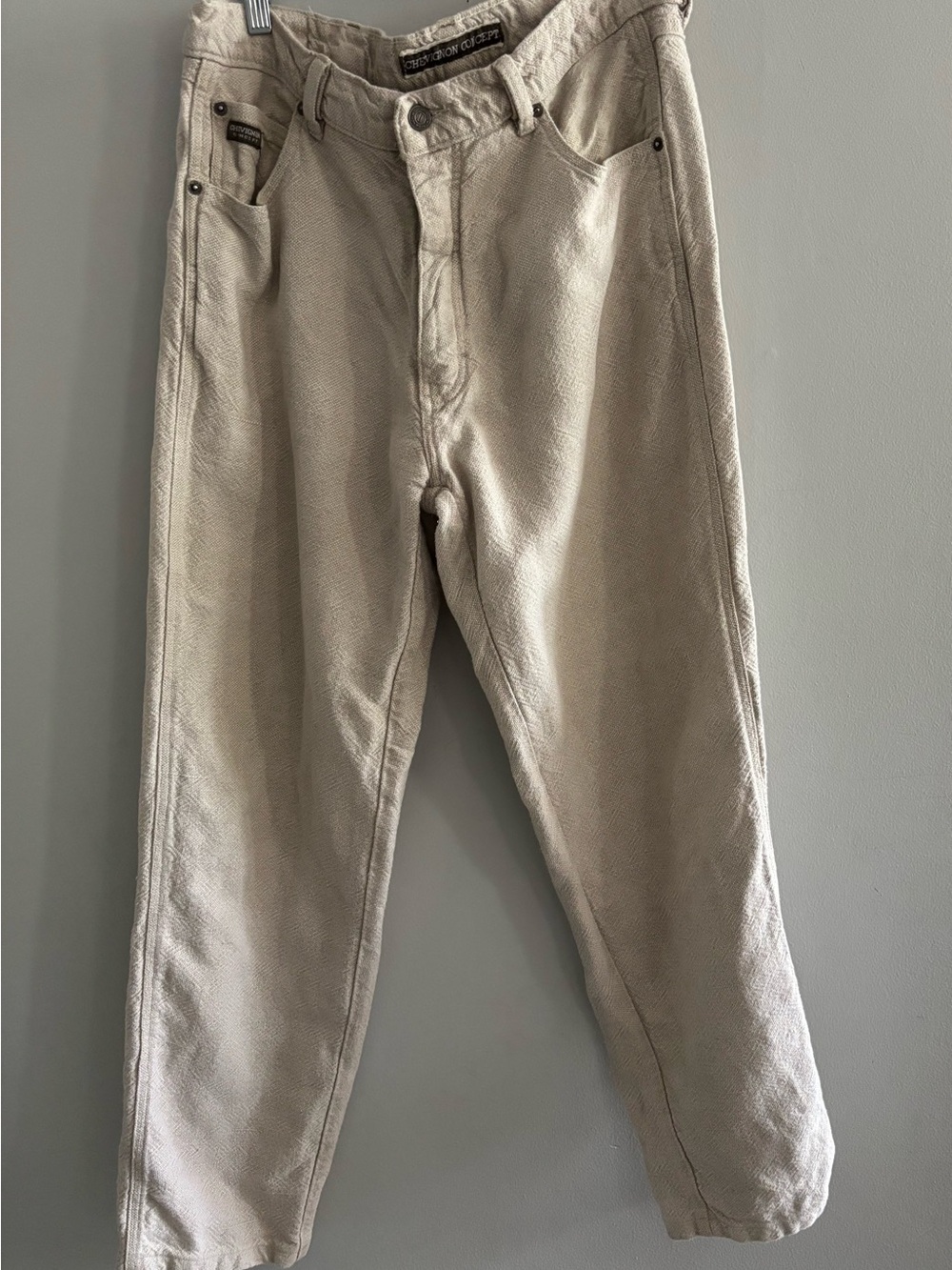 Chevignon Concept Linen Cotton Blend Light Beige Chino Pants Trousers Size 38